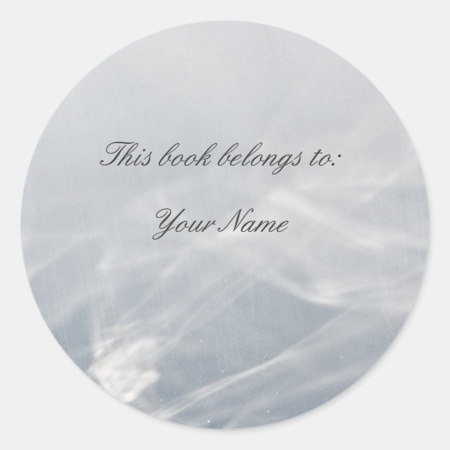 Abstract light grey bookplates classic round sticker (Front)