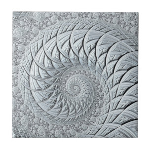 Abstract Light Grey Spiral Fractal  Tile