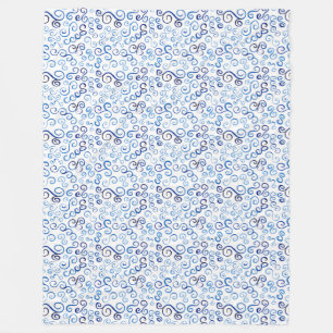 Abstract Light to Dark Blue Curve Pattern Fleece Blanket