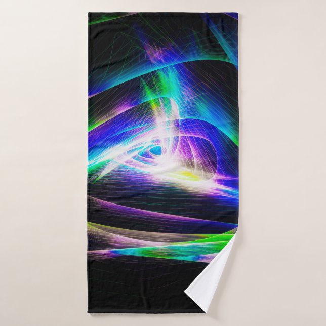 Abstract light waves and black backgroundabstract, bath towel (Bath Towel)