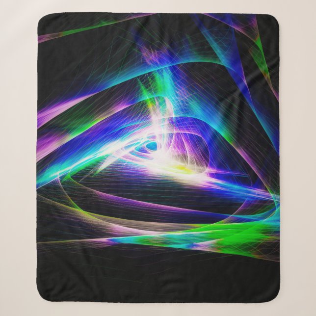 Abstract light waves and black backgroundabstract, sherpa blanket (Front)