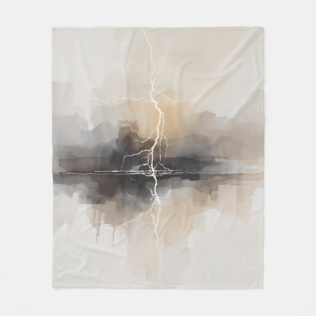 Abstract Lightning in Neutrals Print Fleece Blanket (Front)