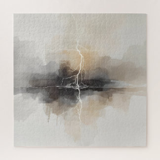 Abstract Lightning in Neutrals Print Jigsaw Puzzle