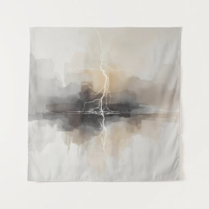Abstract Lightning in Neutrals Print Tapestry