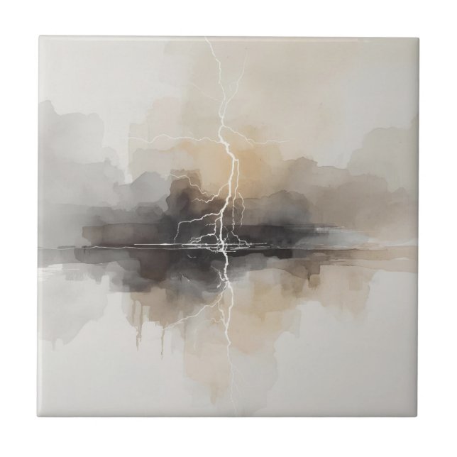 Abstract Lightning in Neutrals Print Tile (Front)