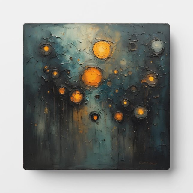 Abstract lights in the dark Ai art design Plaque (Front)