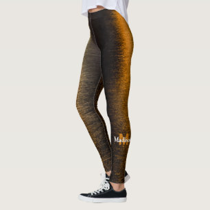 Abstract lights sea shiny bronzed  Monogram Leggings