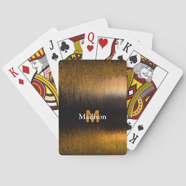 Abstract lights sea shiny bronzed Monogram Playing Playing Cards (Back)