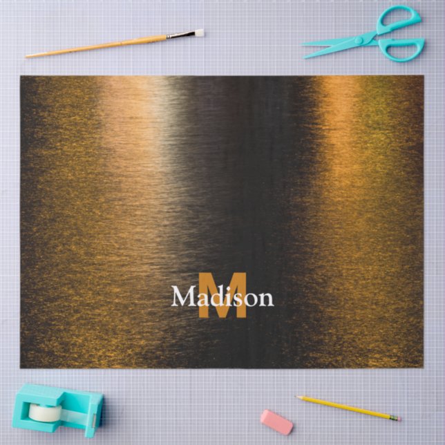 Abstract lights sea shiny bronzed Monogram Tissue Paper (Craft)