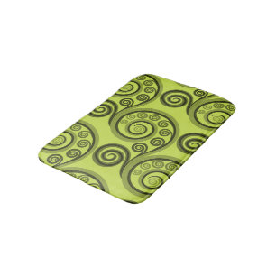 Abstract Lime-Green Fern Leaves Bath Mat