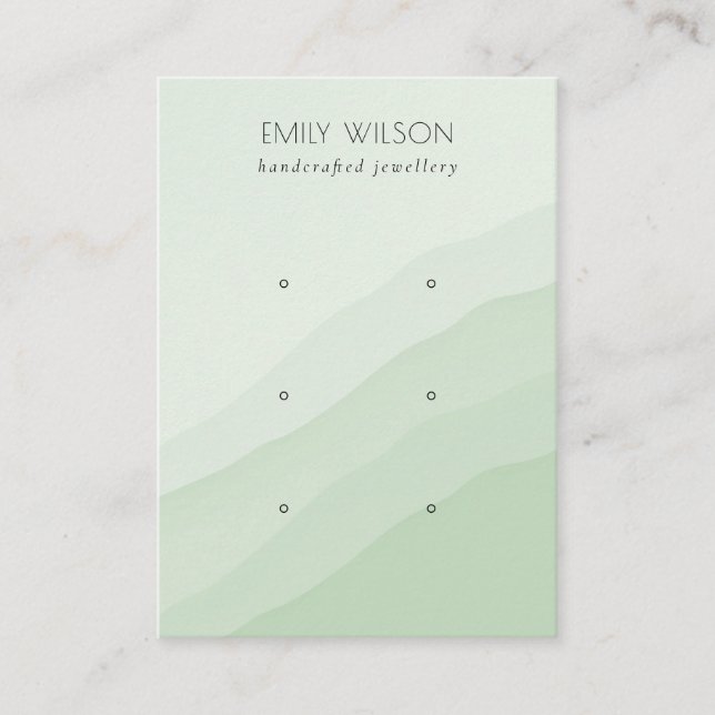 Abstract Lime Green Waves 3 Stud Earring Display Business Card (Front)