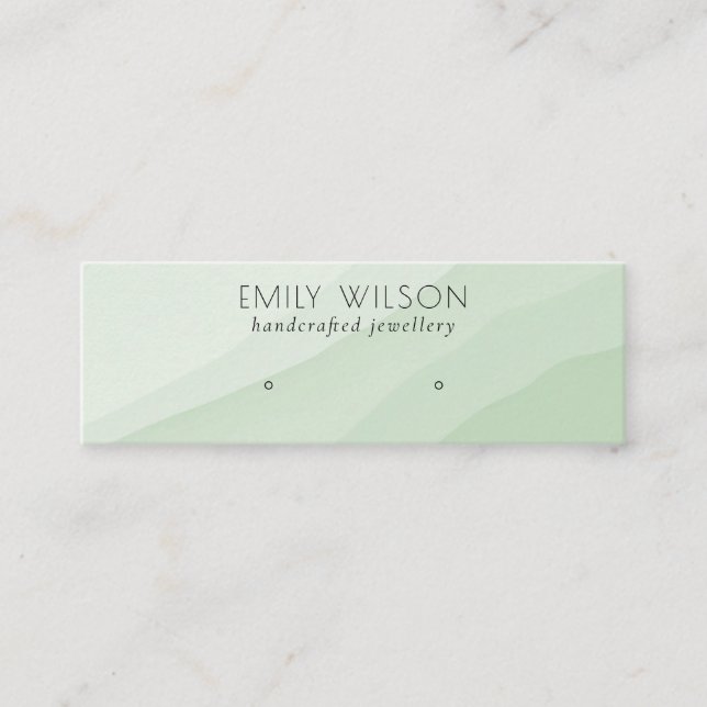 Abstract Lime Green Waves Stud Earring Display Mini Business Card (Front)