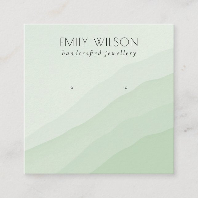 Abstract Lime Green Waves Stud Earring Display Square Business Card (Front)