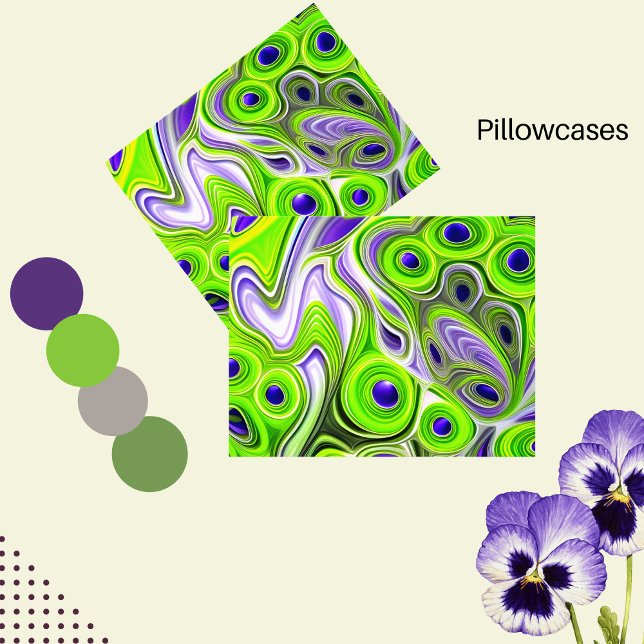 Abstract  Lime Green, Yellows, and Purple Swirls Pillowcase (Creator Uploaded)