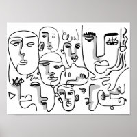 Abstract Line Art, Abstract Faces Drawing
