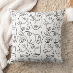Abstract Line Art, Abstract Faces Drawing Throw Pillow<br><div class="desc">Geometrical abstract minimal modern pastel</div>