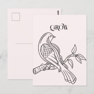 Abstract Line Art Bird Illustration Postcard