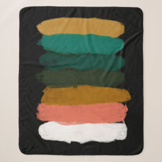 Abstract line art brush strokes colorful fine art  sherpa blanket