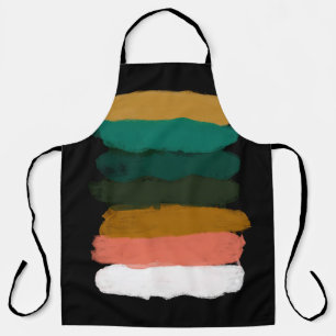 Abstract line art brush strokes colourful fine art apron