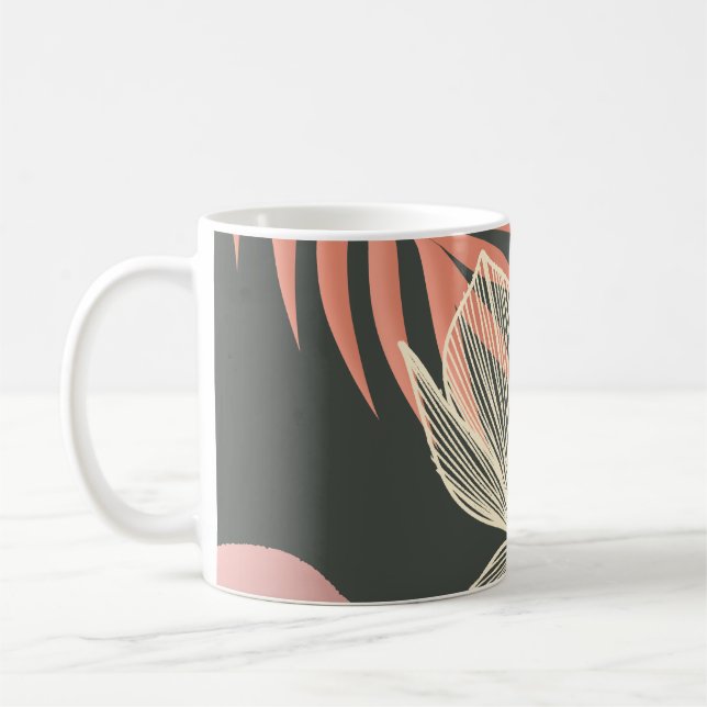 Abstract Line Art Flower Design - Elegant Mi Coffee Mug (Left)