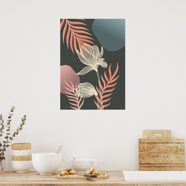 Abstract Line Art Flower Design - Elegant Mi Poster (Kitchen)