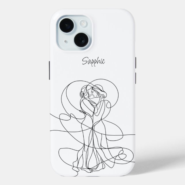 Abstract Line Art of Lesbian Couple Custom Case-Mate iPhone Case (Back)