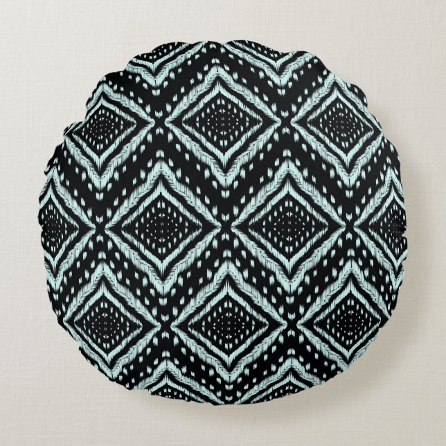 Abstract Line, Beautiful, Ikat seamless pattern, B Round Pillow (Front)