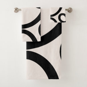 Abstract Line Black And White Bath Towel Set