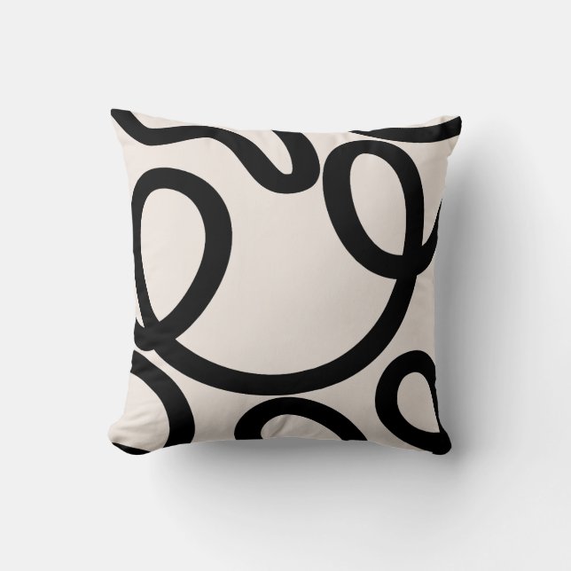 Abstract Line Black And White Throw Pillow (Front)