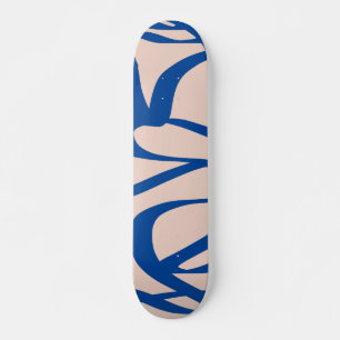 Abstract Line Blue and Beige Skateboard