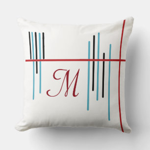 Abstract Line Design 1 with Monogram Throw Pillow