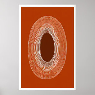 Abstract Line Drawing Poster, Oval Shape, Warm Poster