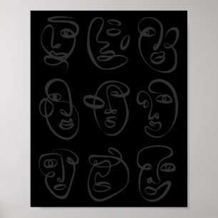 Abstract Line Faces Collection Sticker Poster