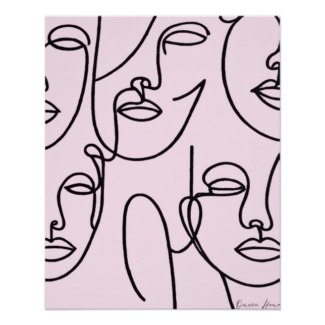 Abstract Line Faces Wall Art (Front)