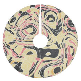 Abstract line geo pattern, topographical design. brushed polyester tree skirt