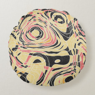 Abstract line geo pattern, topographical design. round pillow