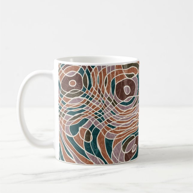 Abstract Line Geo Topographical Pattern Coffee Mug (Left)