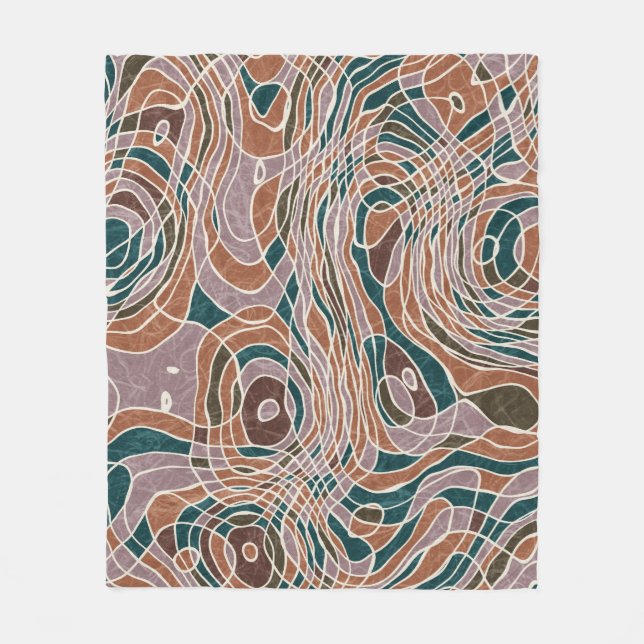 Abstract Line Geo Topographical Pattern Fleece Blanket (Front)