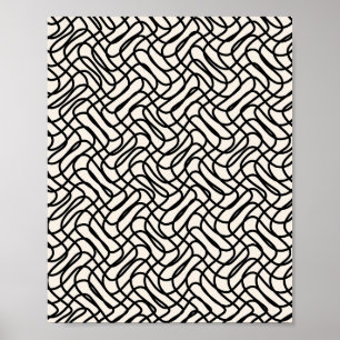 Abstract Line Pattern Black And White Poster