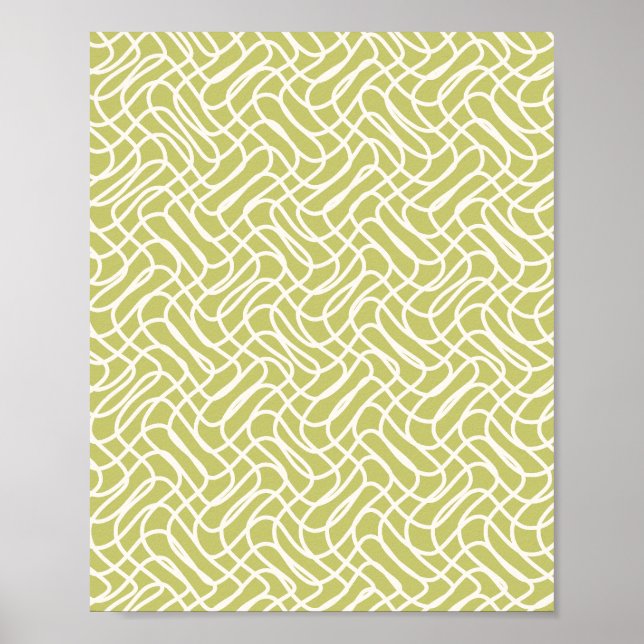 Abstract Line Pattern Lime Green Poster (Front)