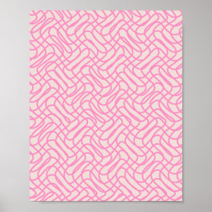 Abstract Line Preppy Pink Pattern Poster