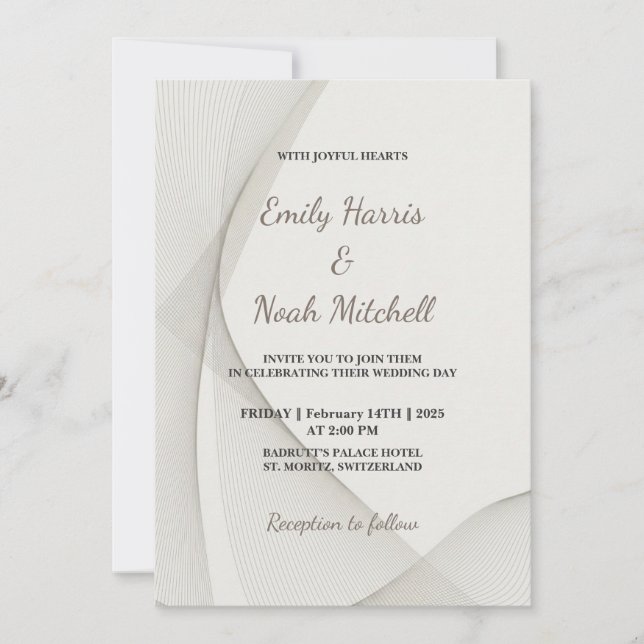 Abstract Line Texture Wedding Invitation (Front)