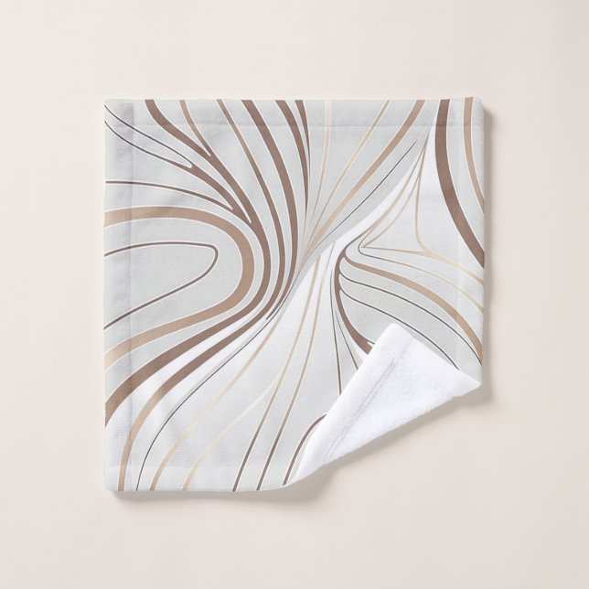 Abstract line white and taupe colours wash cloth (Wash Cloth)