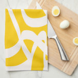 Abstract Line Yellow Kitchen Towel<br><div class="desc">Abstract Shapes – Striped Pattern – yellow background with white lines.</div>