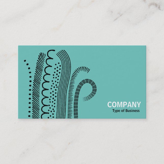 Abstract Lines 01- Black on Light Teal Business Card (Front)