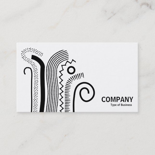 Abstract Lines 02- Black on White Business Card (Front)
