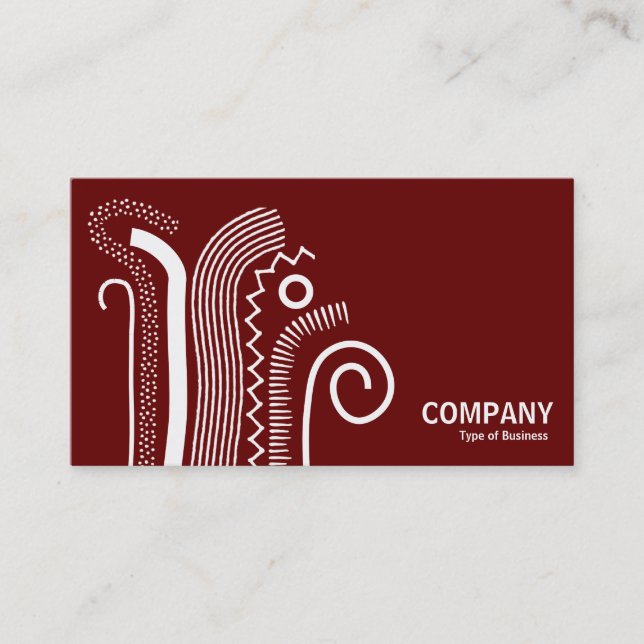 Abstract Lines 02- White on Dark Red Business Card (Front)