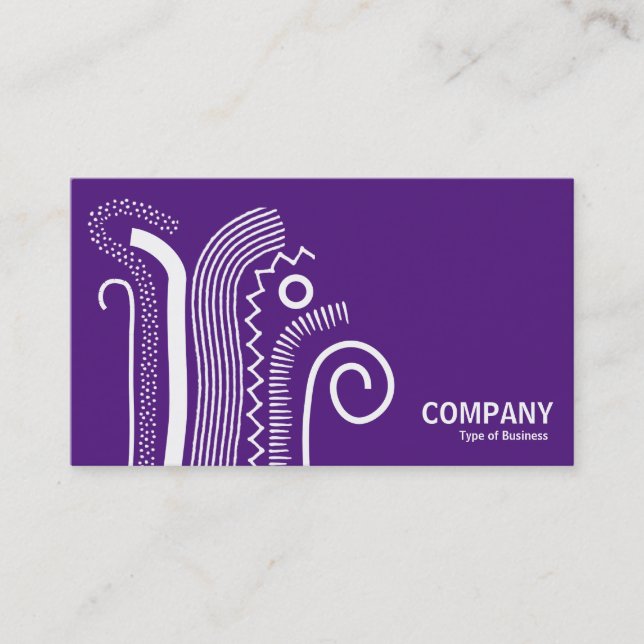 Abstract Lines 02- White on Royal Purple Business Card (Front)