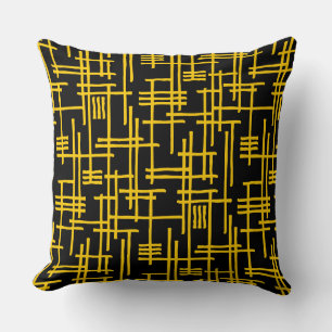 Abstract Lines 120923 - Amber on Black Throw Pillow