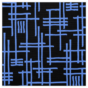 Abstract Lines 120923 - Baby Blue on Black Fabric
